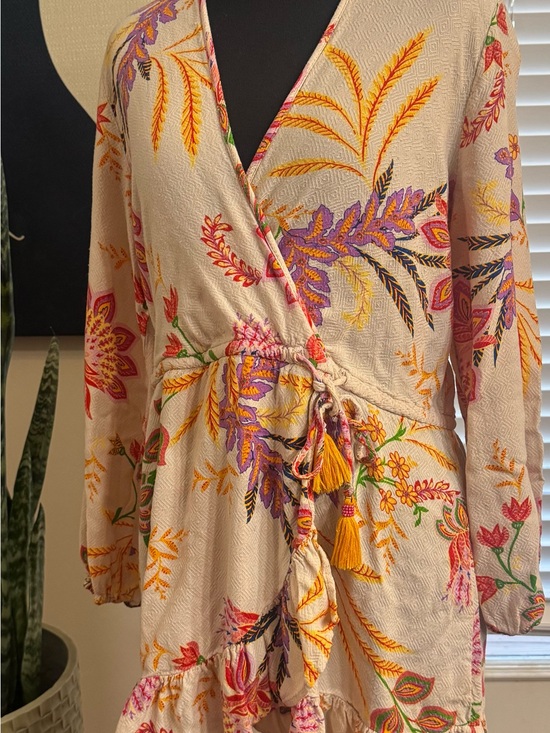 blue island Other - blue island Cream Floral Tie-Waist Swim Coverup